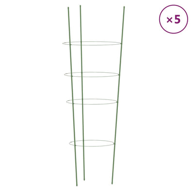 Vidaxl Plantrests 5 ST avec 4 anneaux 90 cm en acier vert