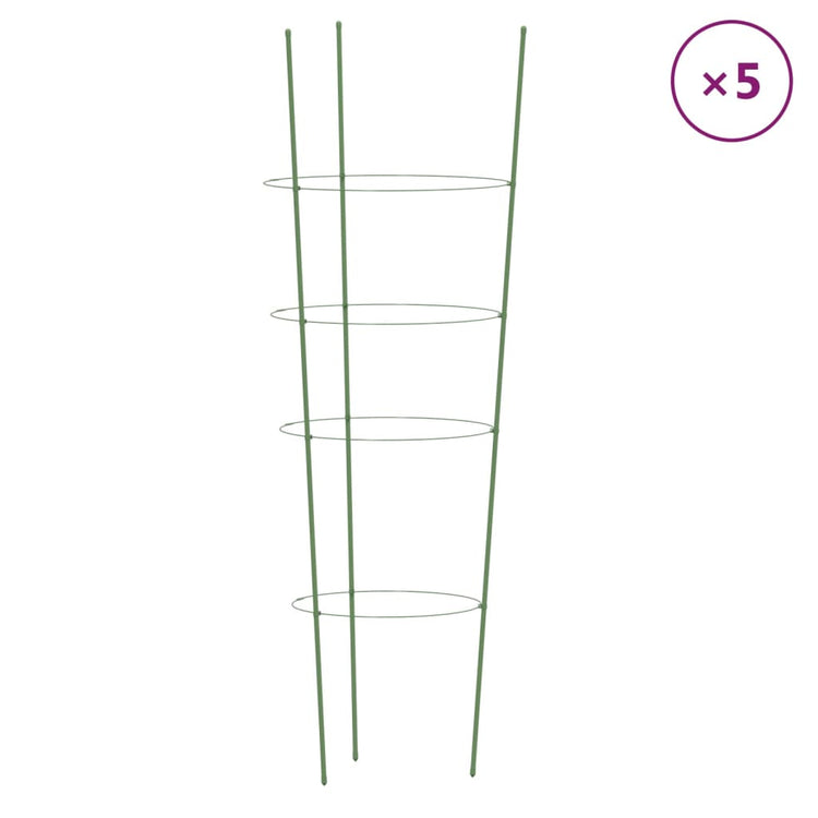 Vidaxl Plantrests 5 ST avec 4 anneaux 90 cm en acier vert