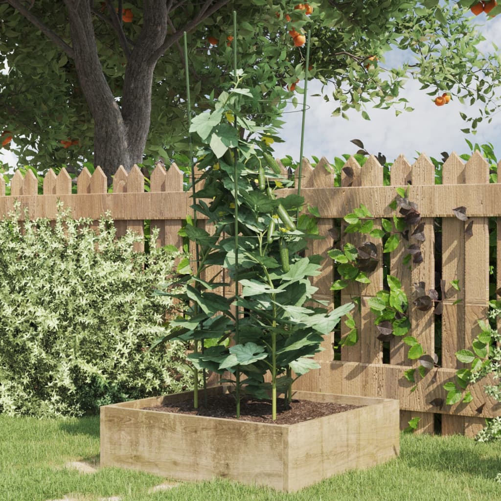 Vidaxl Plantrests 5 ST avec 4 anneaux 90 cm en acier vert