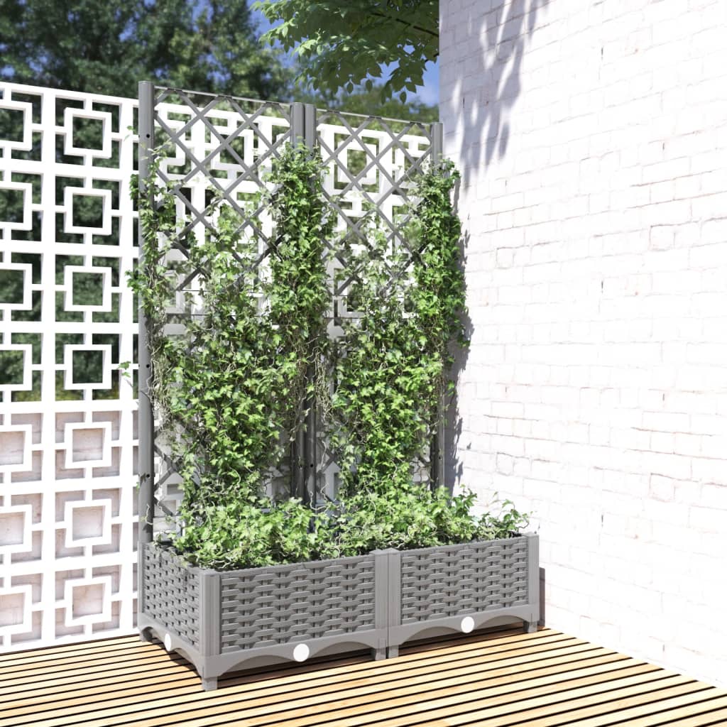 Planteur Vidaxl avec slat 80x40x121.5 cm Gris clair en polypropène