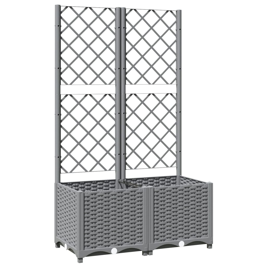 Jardinière Vidaxl avec latwerk 80x40x136 cm en polypropène gris clair