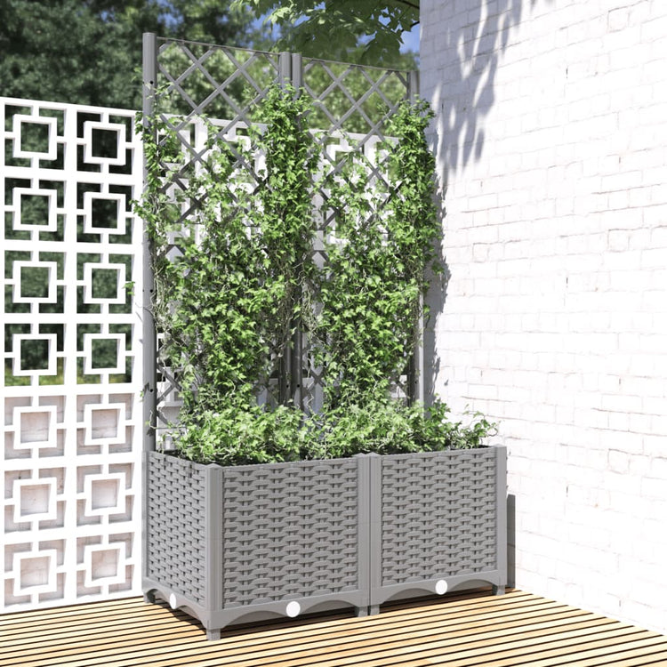 Jardinière Vidaxl avec latwerk 80x40x136 cm en polypropène gris clair