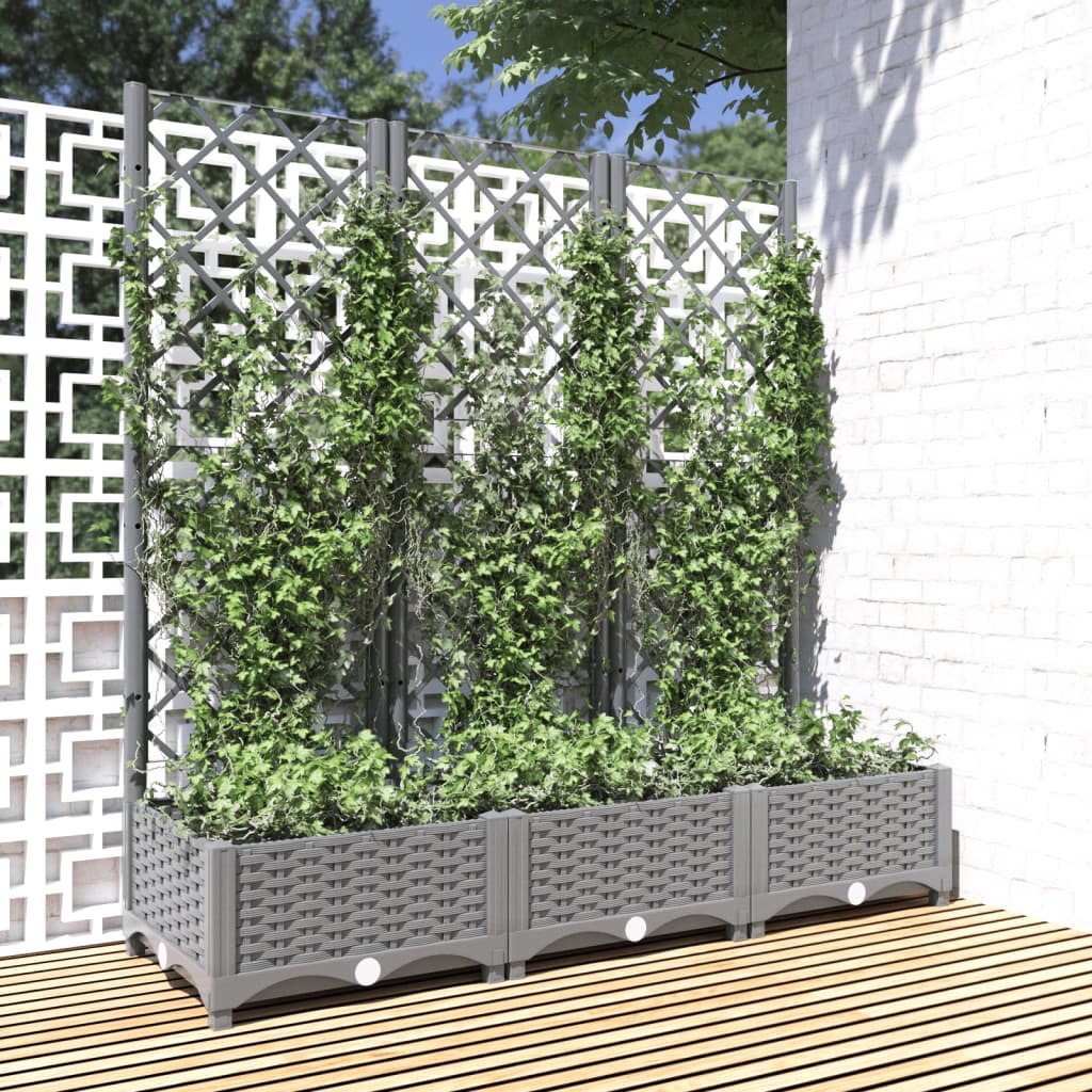 Jardinière Vidaxl avec scolarisé 120x40x121.5 cm Gris clair en polypropène
