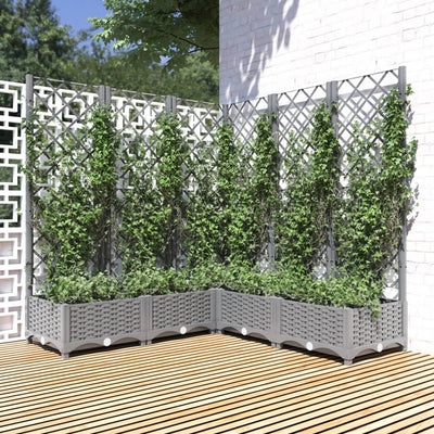 Jardinière Vidaxl avec latwerk 120x120x121.5 cm Gris clair en polypropène