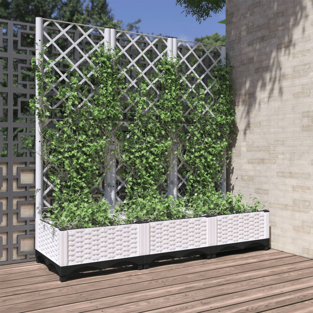 Vidaxl Plannet avec scolarisé 120x40x121,5 cm en polypropène blanc