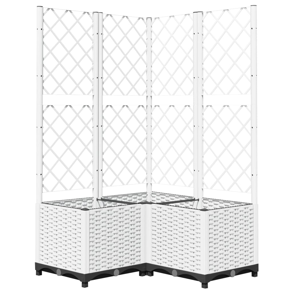 Jardinière Vidaxl avec latwerk 80x80x136 cm en polypropène blanc