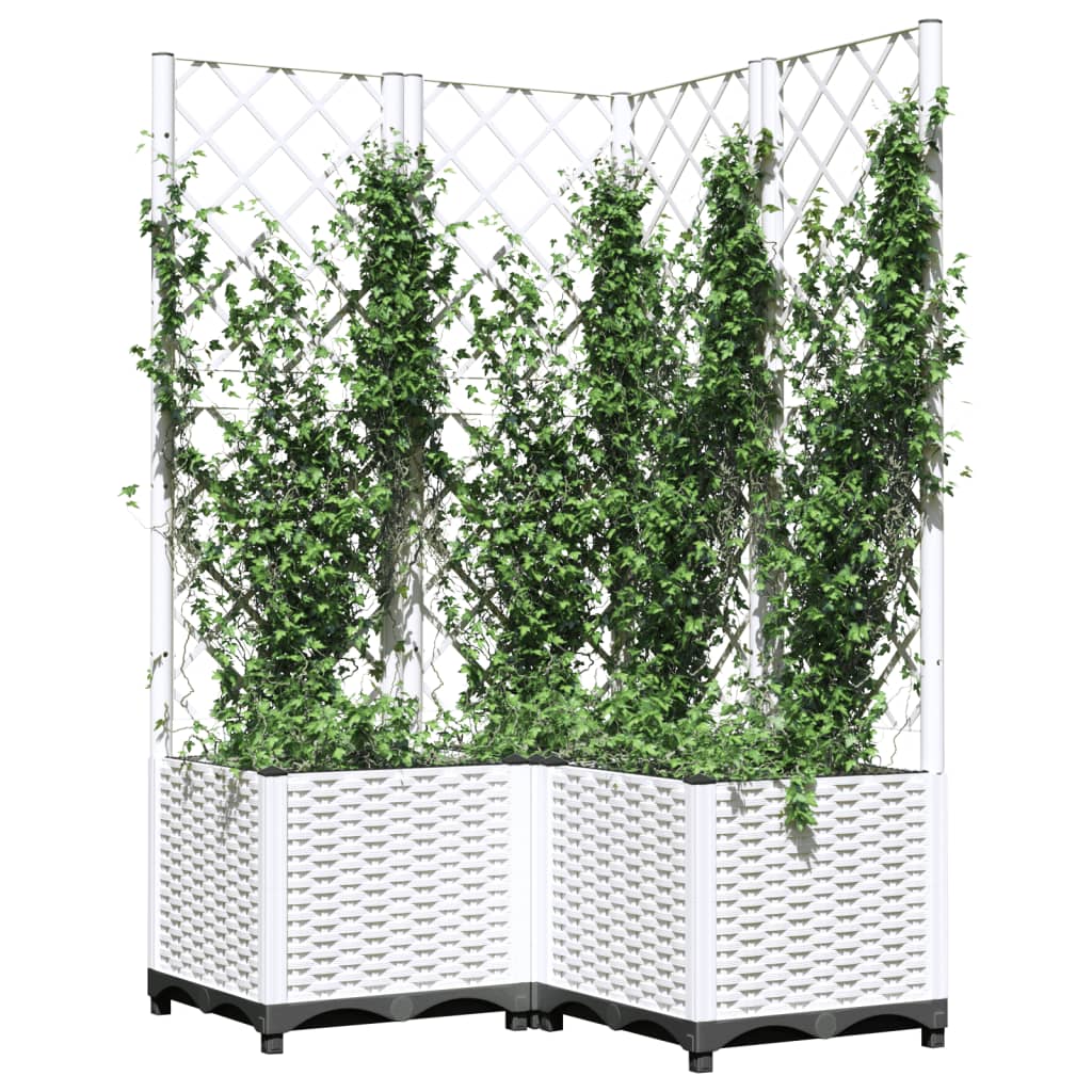 Jardinière Vidaxl avec latwerk 80x80x136 cm en polypropène blanc