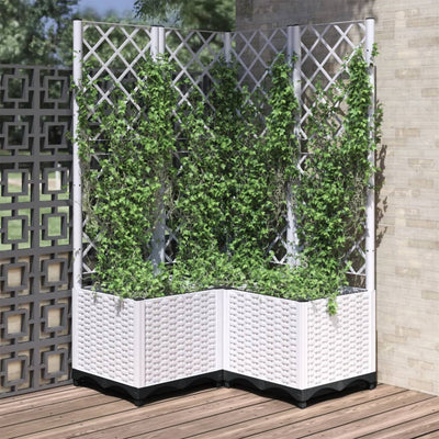 Jardinière Vidaxl avec latwerk 80x80x136 cm en polypropène blanc