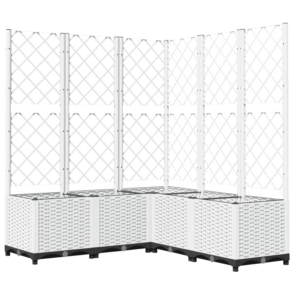 Jardinière Vidaxl avec latwerk 120x120x136 cm en polypropène blanc