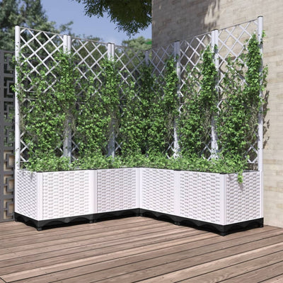 Jardinière Vidaxl avec latwerk 120x120x136 cm en polypropène blanc