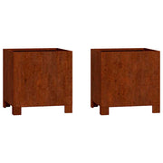 Jardinières Vidaxl avec des jambes 2 St Rusty 32x30x33 cm Corten Steel - afbeelding 2