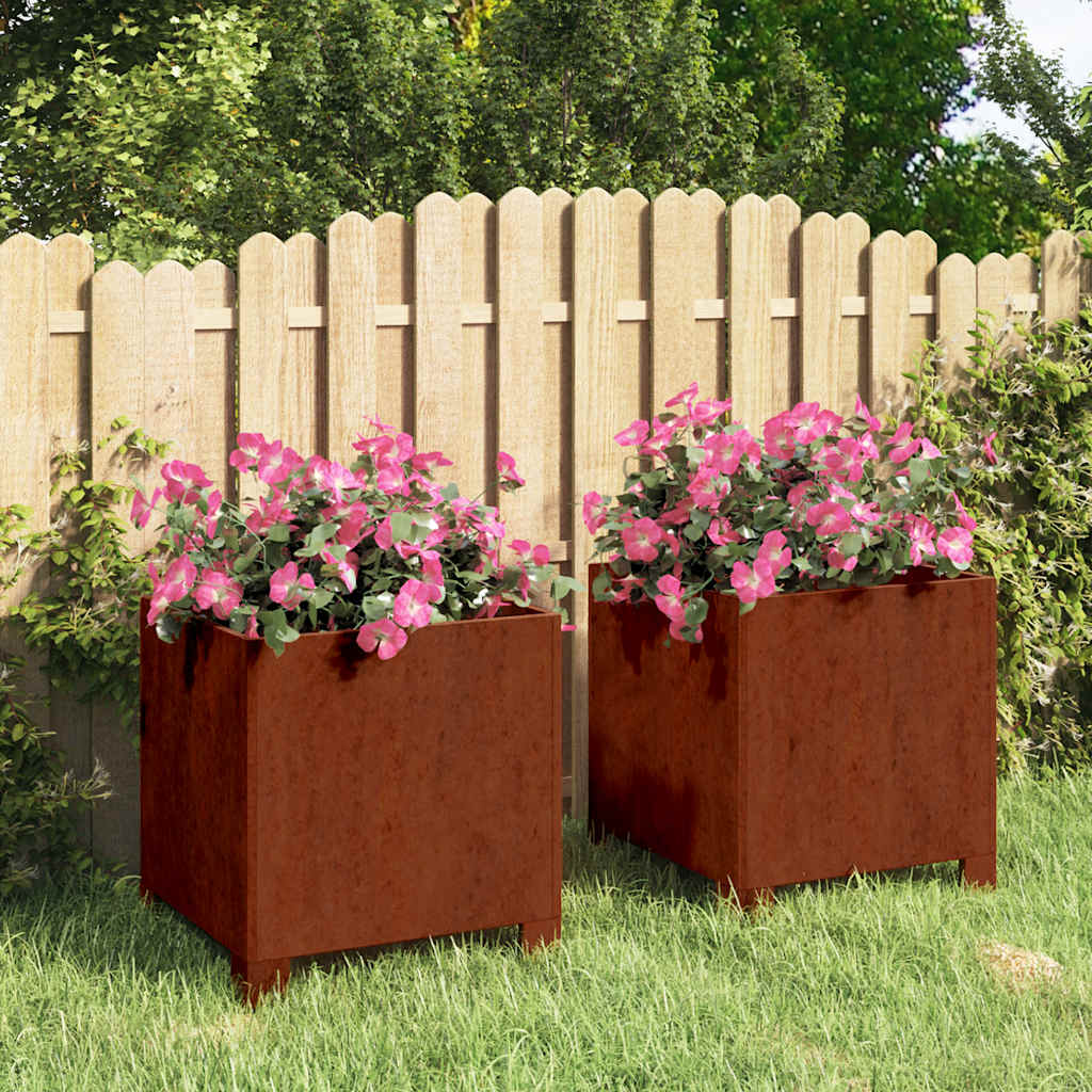 Jardinières Vidaxl avec des jambes 2 St Rusty 32x30x33 cm Corten Steel