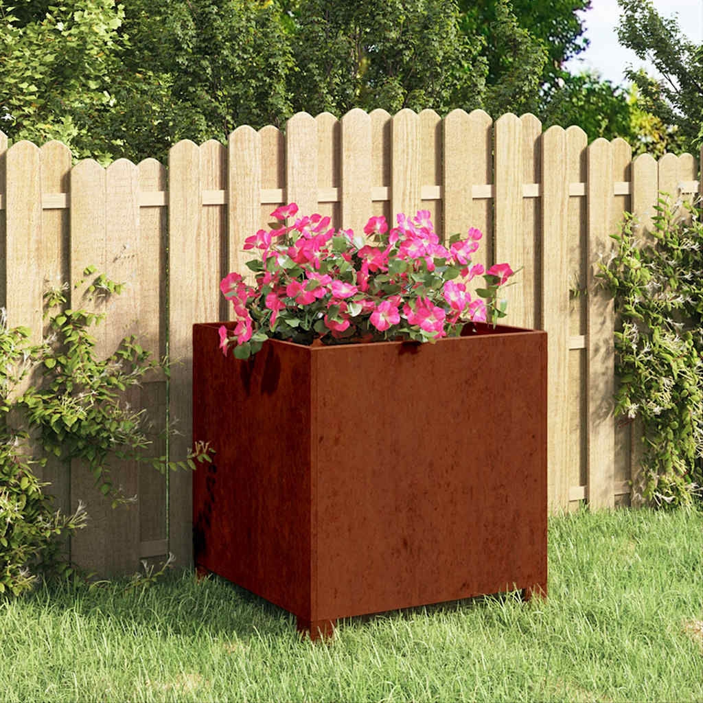 Jardinière vidaxl avec des jambes rouillées 42x40x43 cm Cortenstaal
