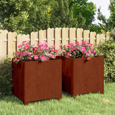 Jardinières Vidaxl avec des jambes 2 St Rusty 42x40x43 cm Corten Steel