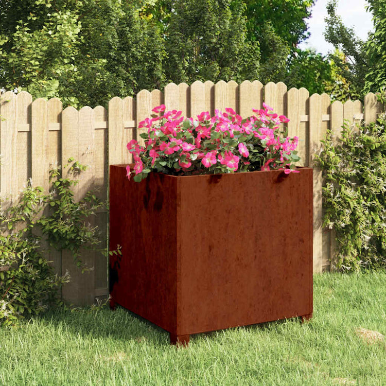 Jardinière vidaxl avec des jambes rouillées 49x47x50 cm Cortenstaal