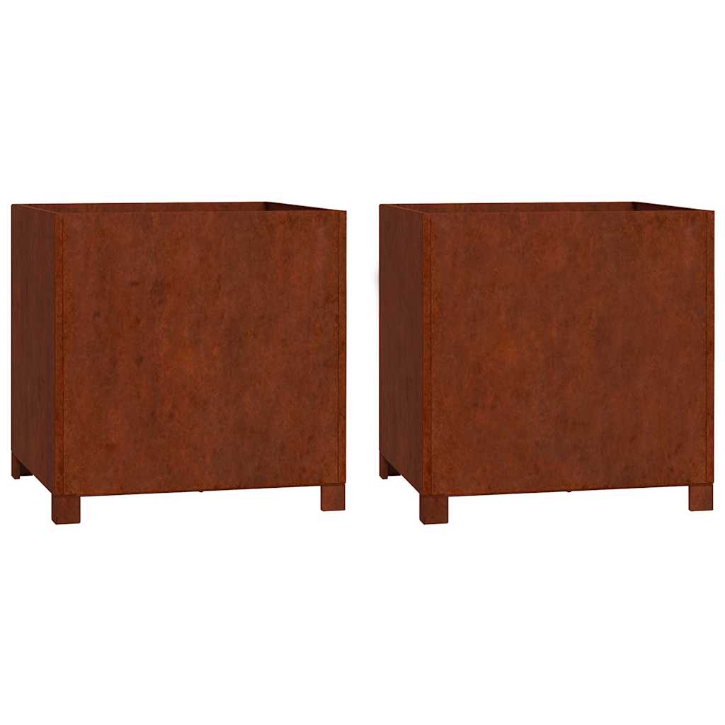 Jardinières vidaxl avec des jambes 2 St Rusty 49x47x50 cm Corten Steel