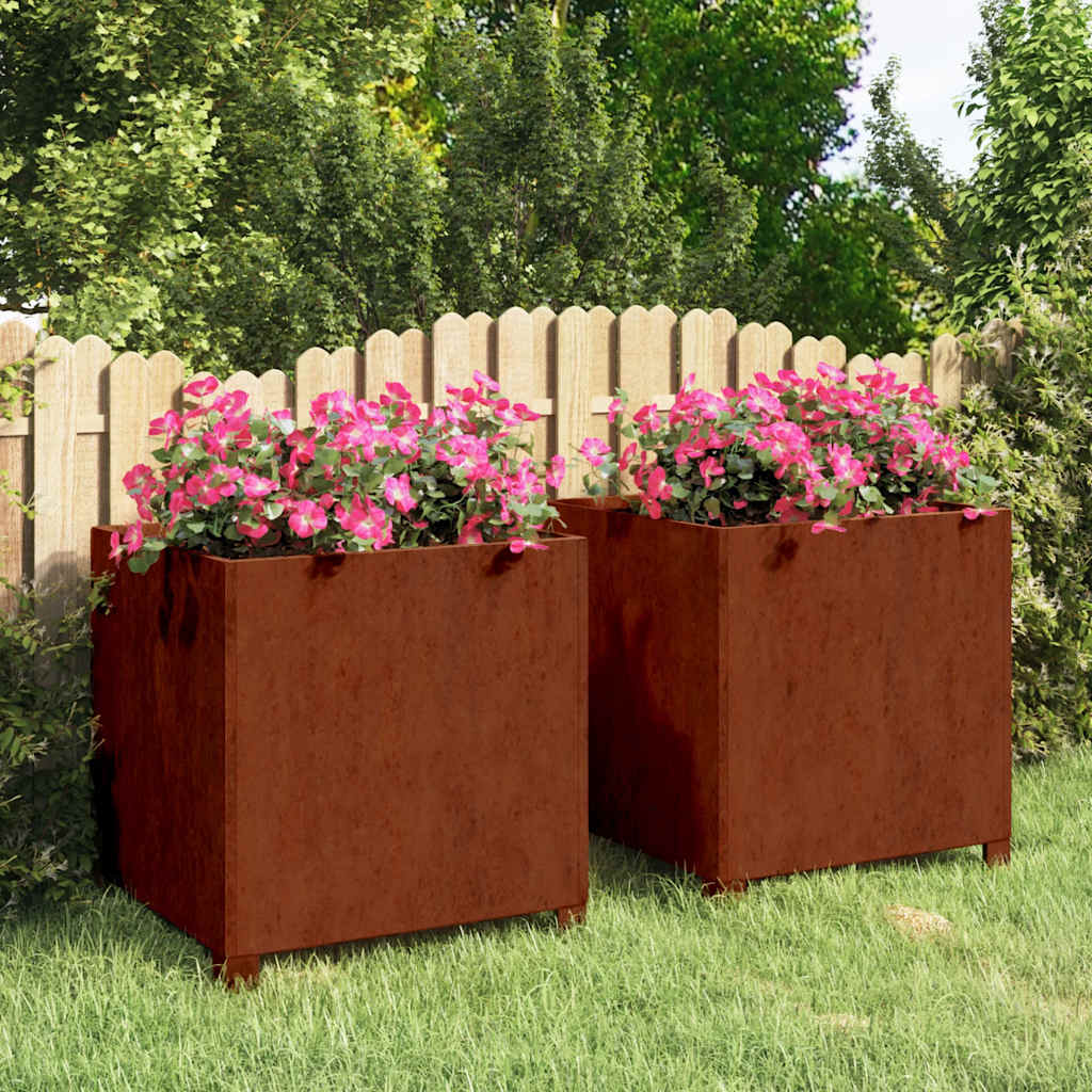 Jardinières vidaxl avec des jambes 2 St Rusty 49x47x50 cm Corten Steel