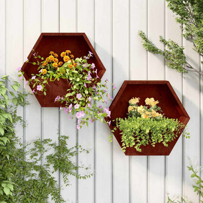 Vidaxl jardinières Montage mural 2 st 46x10x40 cm Corten Steel Rusty