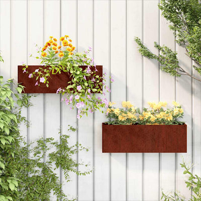 Vidaxl jardinières Montage mural 2 st 53x10x17 cm Corten Steel Rusty