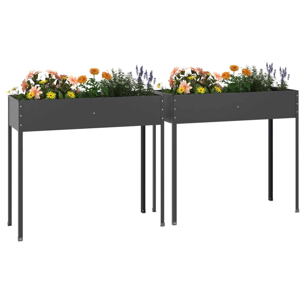 Vidaxl Plators 2 St Galvanized Steel Anthracite -Colored