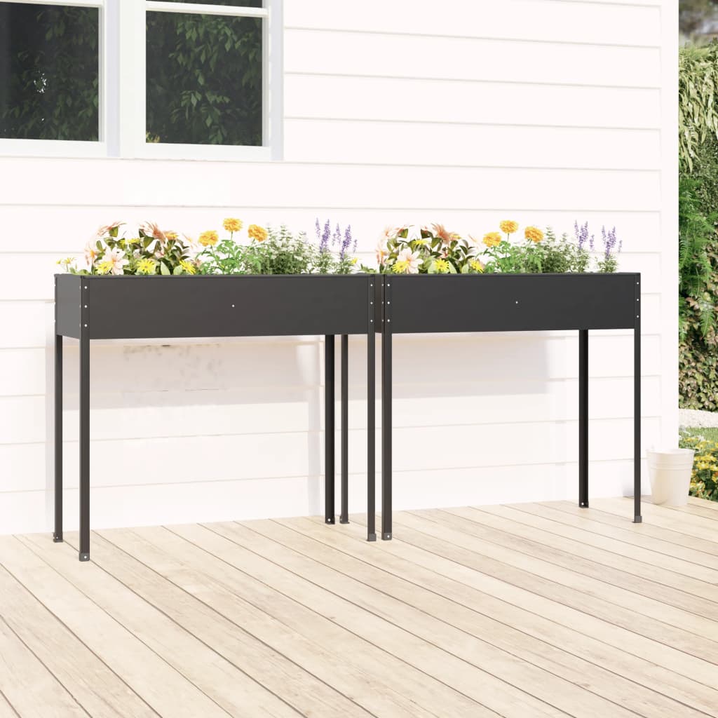 Vidaxl Plators 2 St Galvanized Steel Anthracite -Colored