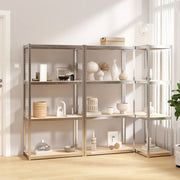 Rack de stockage vidaxl 4 couches 3 st en acier en bois transformé en argent coloré - afbeelding 1