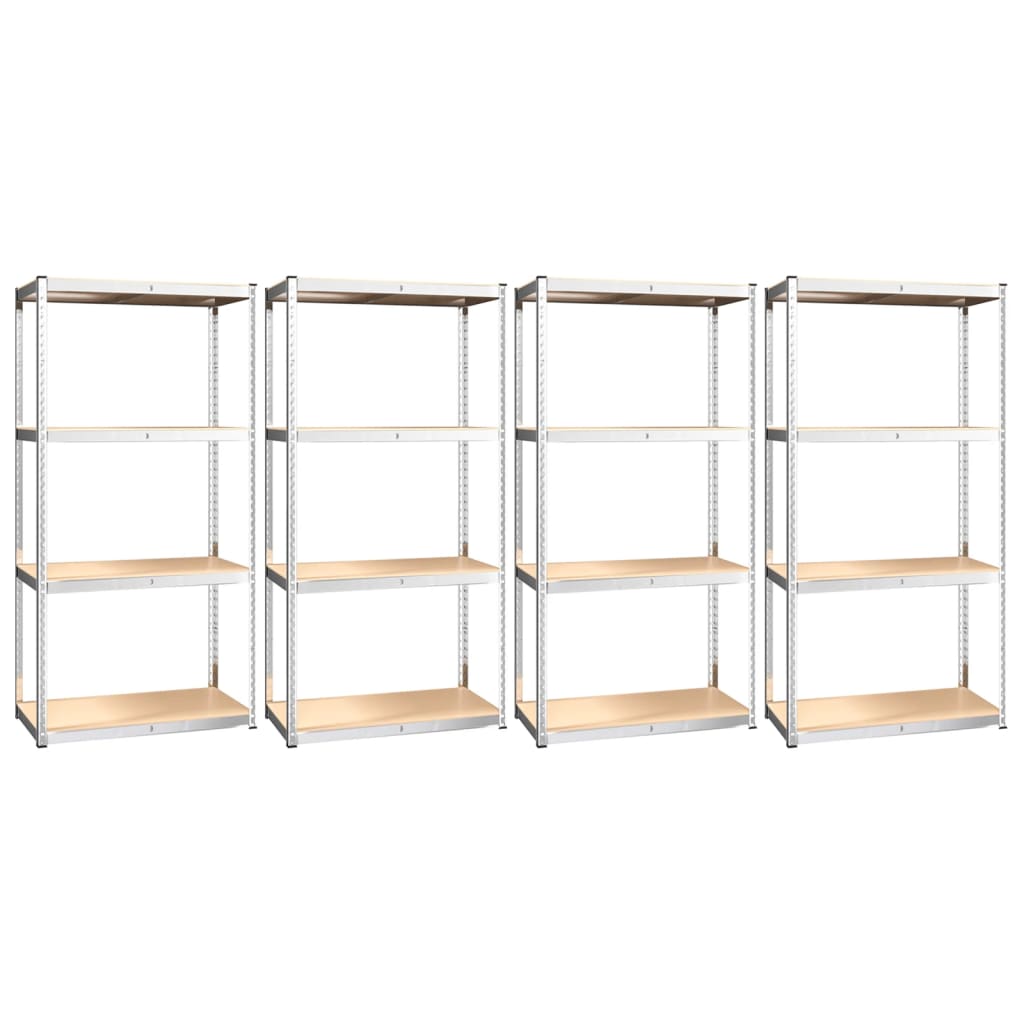 Rack de rangement Vidaxl 4 couches 4 ST en acier en bois transformé en argent coloré