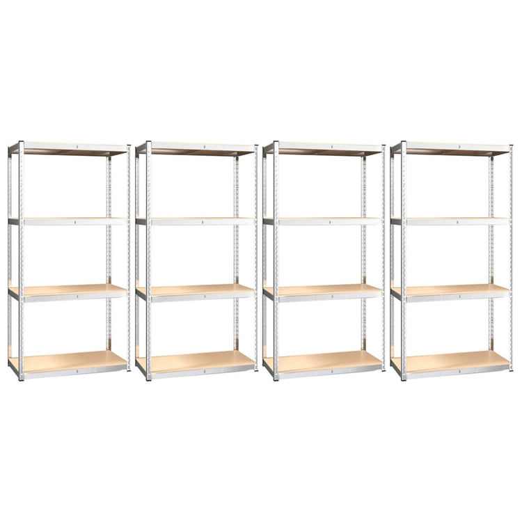 Rack de rangement Vidaxl 4 couches 4 ST en acier en bois transformé en argent coloré