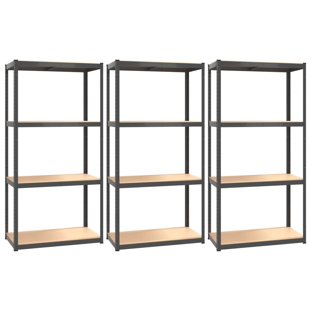 Rack de stockage Vidaxl 4 couches 3 st en acier en bois transformé en bois de couleur anthracite