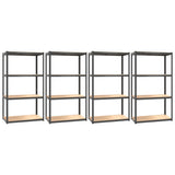Racks de rangement Vidaxl 4 PCS ACIER 4 couches et couleur anthracite en bois transformé - afbeelding 2