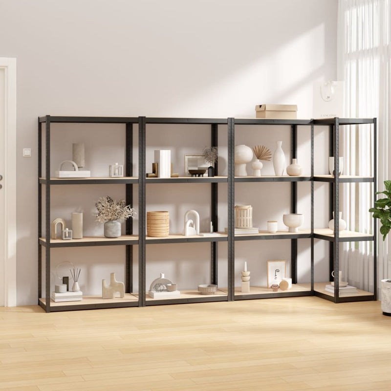 Racks de rangement Vidaxl 4 PCS ACIER 4 couches et couleur anthracite en bois transformé