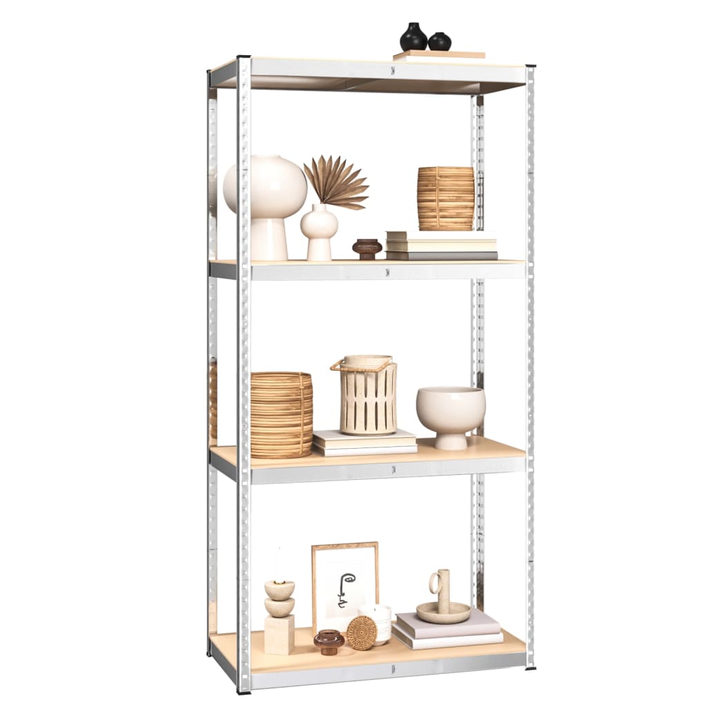 Rack de stockage Vidaxl 4 couches 2 st en acier en bois transformé en argent coloré