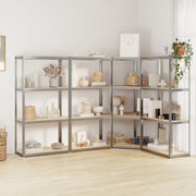 Rack de rangement Vidaxl 4 couches 4 ST en acier en bois transformé en argent coloré - afbeelding 1