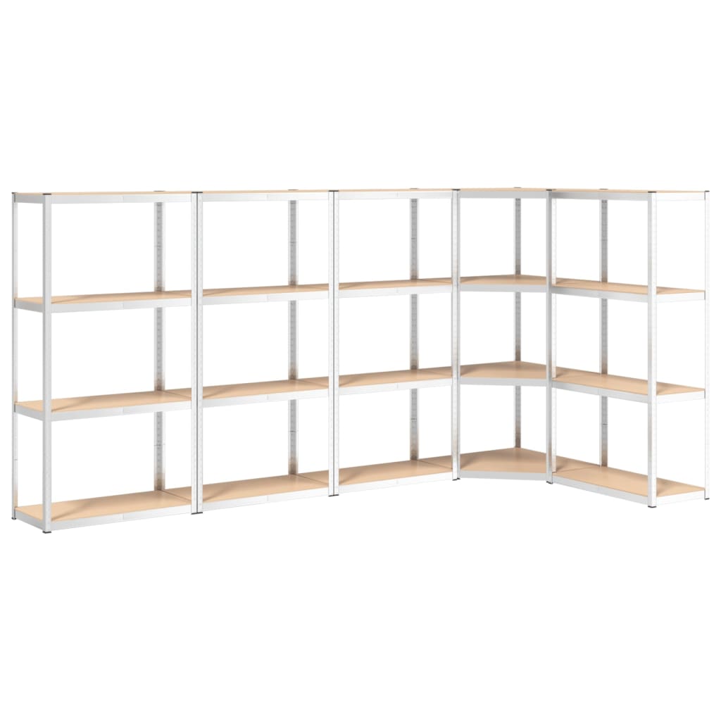 Rack de stockage vidaxl 4 couches 5 ST en acier en bois transformé en argent coloré