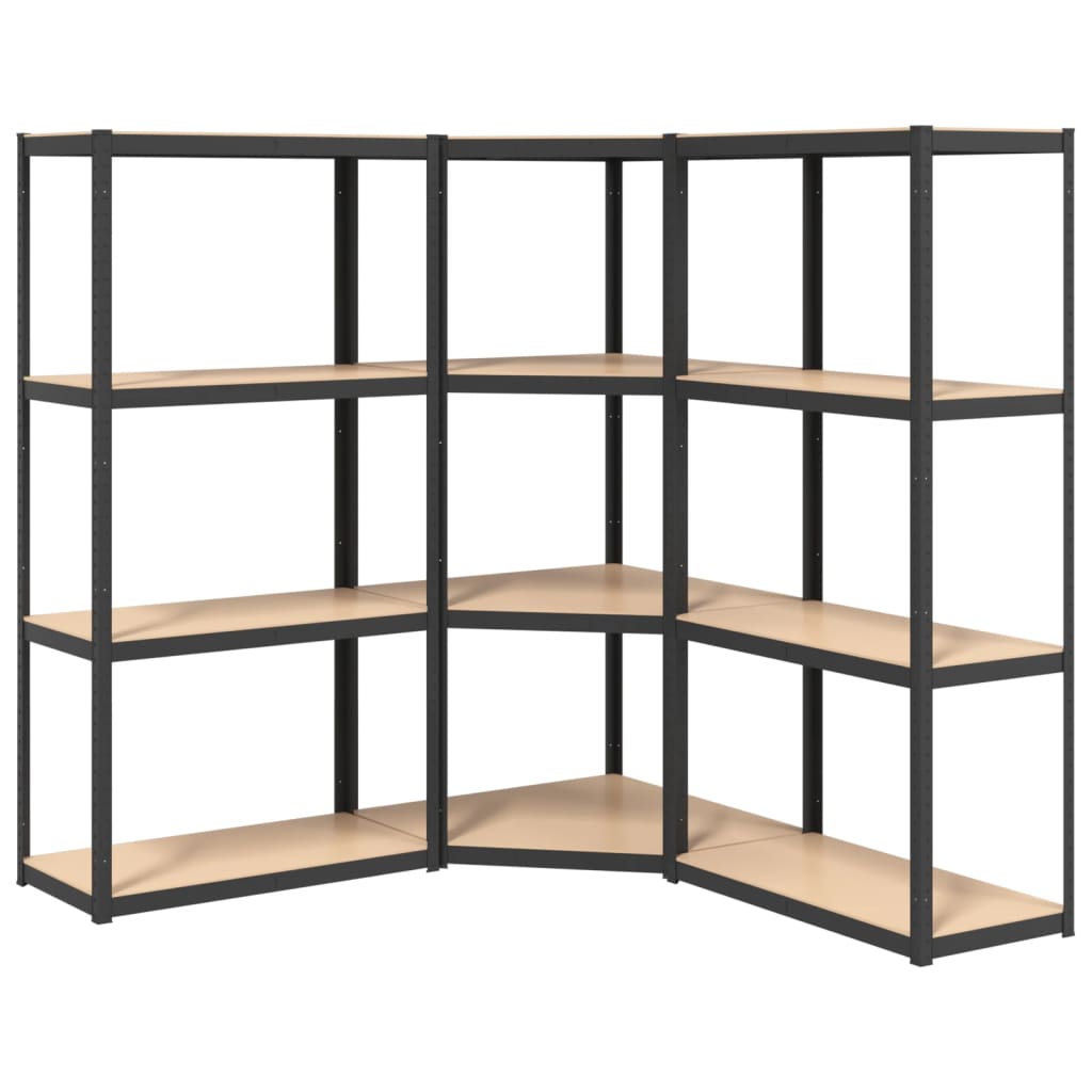 Rack de stockage Vidaxl 4 couches 3 st en acier en bois transformé en bois de couleur anthracite
