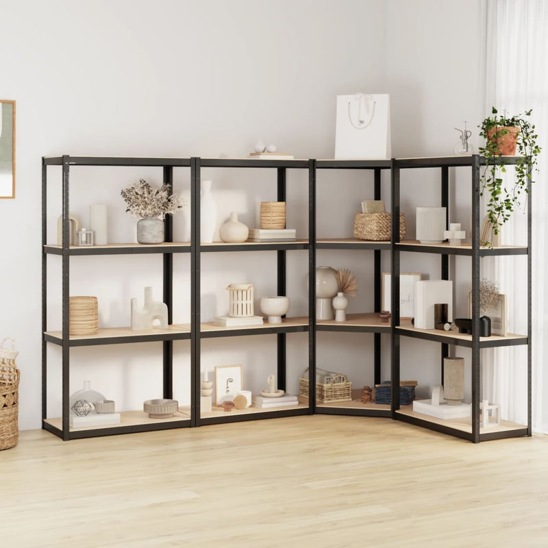 Racks de rangement Vidaxl 4 PCS ACIER 4 couches et couleur anthracite en bois transformé