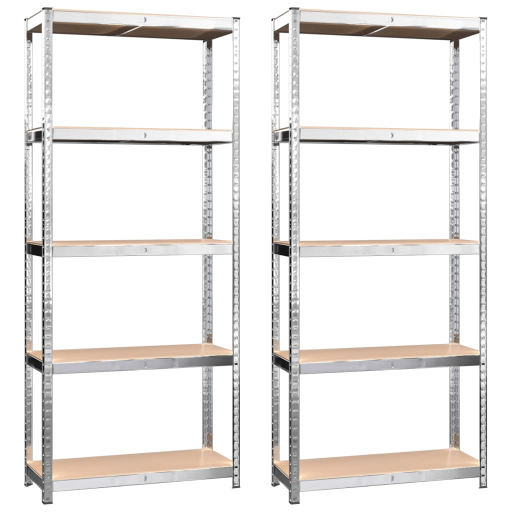 Rack de stockage Vidaxl 5 couches 2 st en acier et en bois transformé de couleur