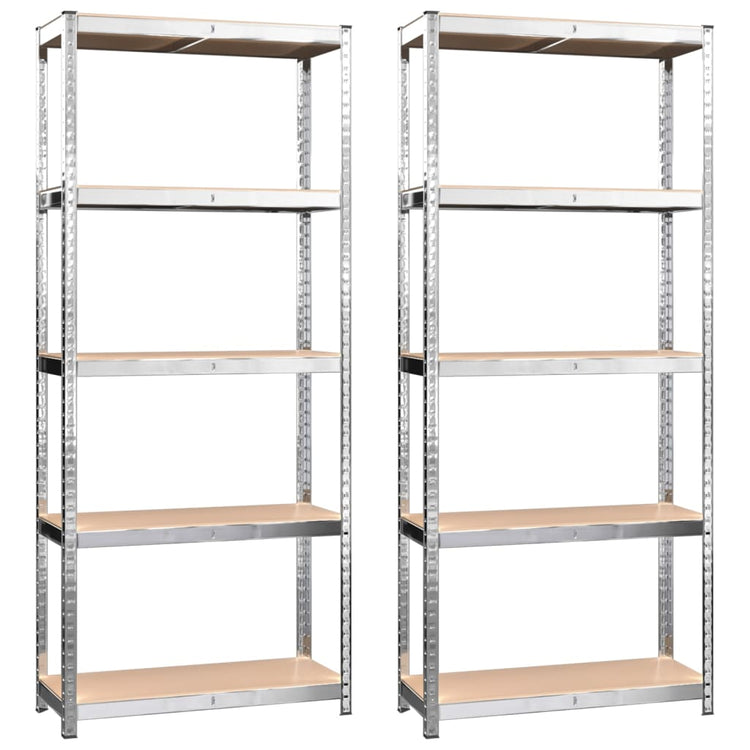 Rack de stockage Vidaxl 5 couches 2 st en acier et en bois transformé de couleur