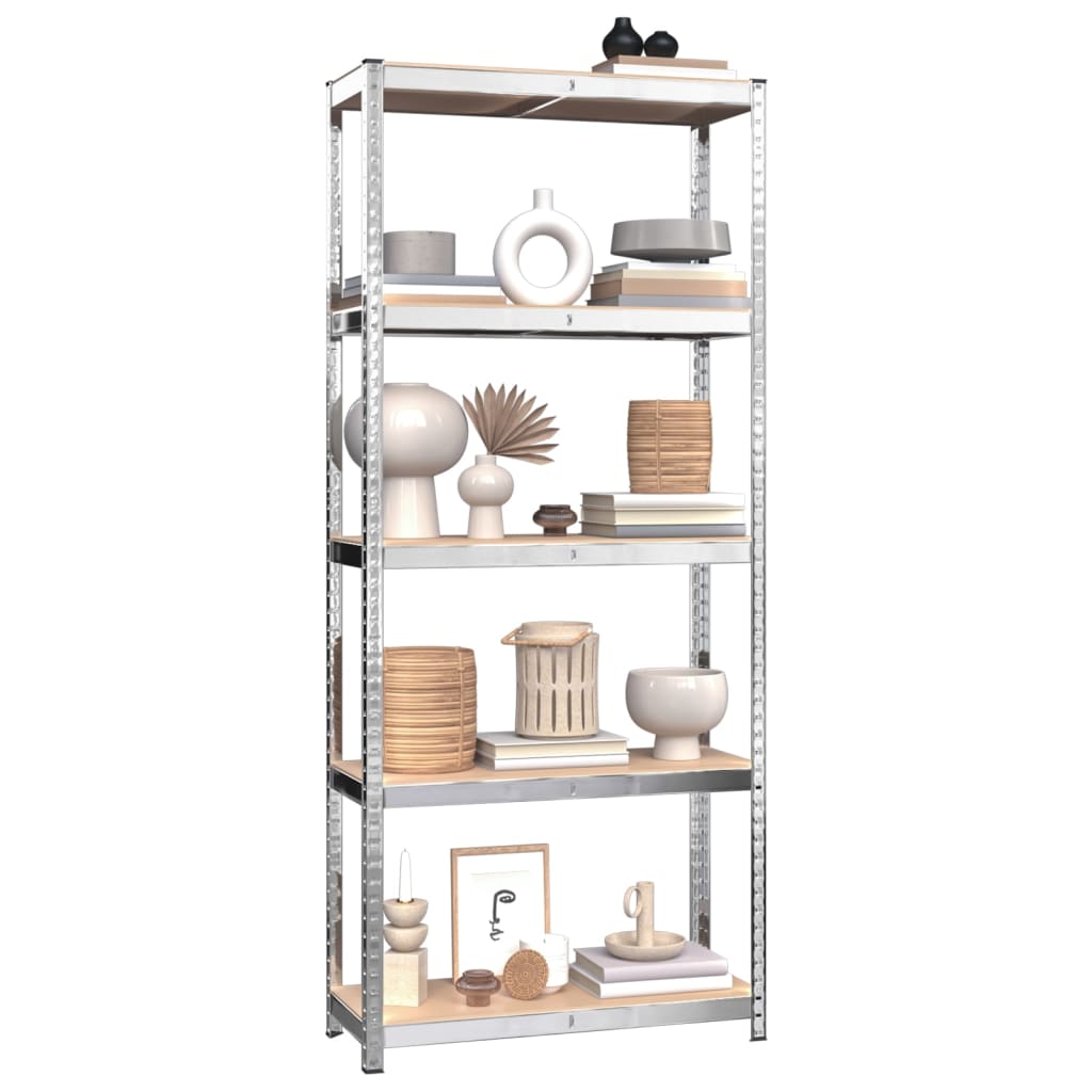 Rack de stockage Vidaxl 5 couches 2 st en acier et en bois transformé de couleur