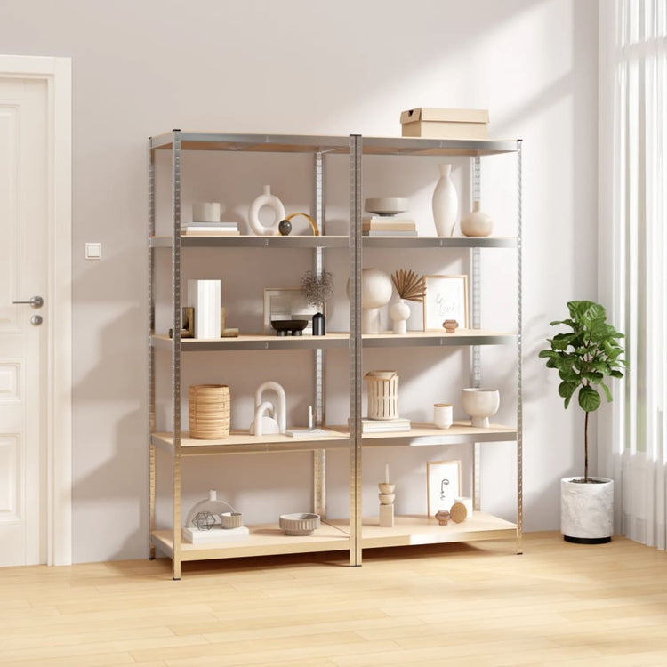 Rack de stockage Vidaxl 5 couches 2 st en acier et en bois transformé de couleur