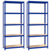 Vidaxl Storage Rack 5 coureurs 2 ST en acier Bleu en bois