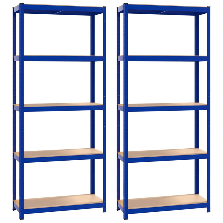 Vidaxl Storage Rack 5 coureurs 2 ST en acier Bleu en bois