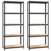 Rack de stockage Vidaxl 5 couches 2 st en acier en bois transformé en bois d'anthracite - afbeelding 2