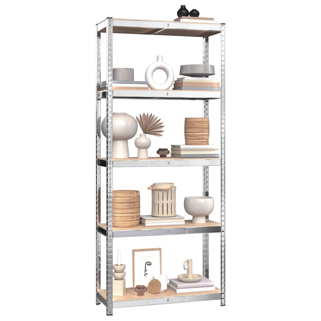 Rack de stockage Vidaxl 5 couches 2 st en acier et en bois transformé de couleur