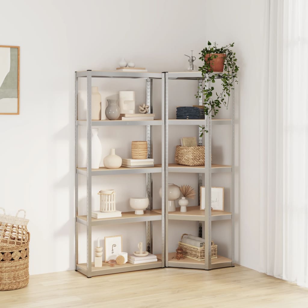 Rack de stockage Vidaxl 5 couches 2 st en acier et en bois transformé de couleur