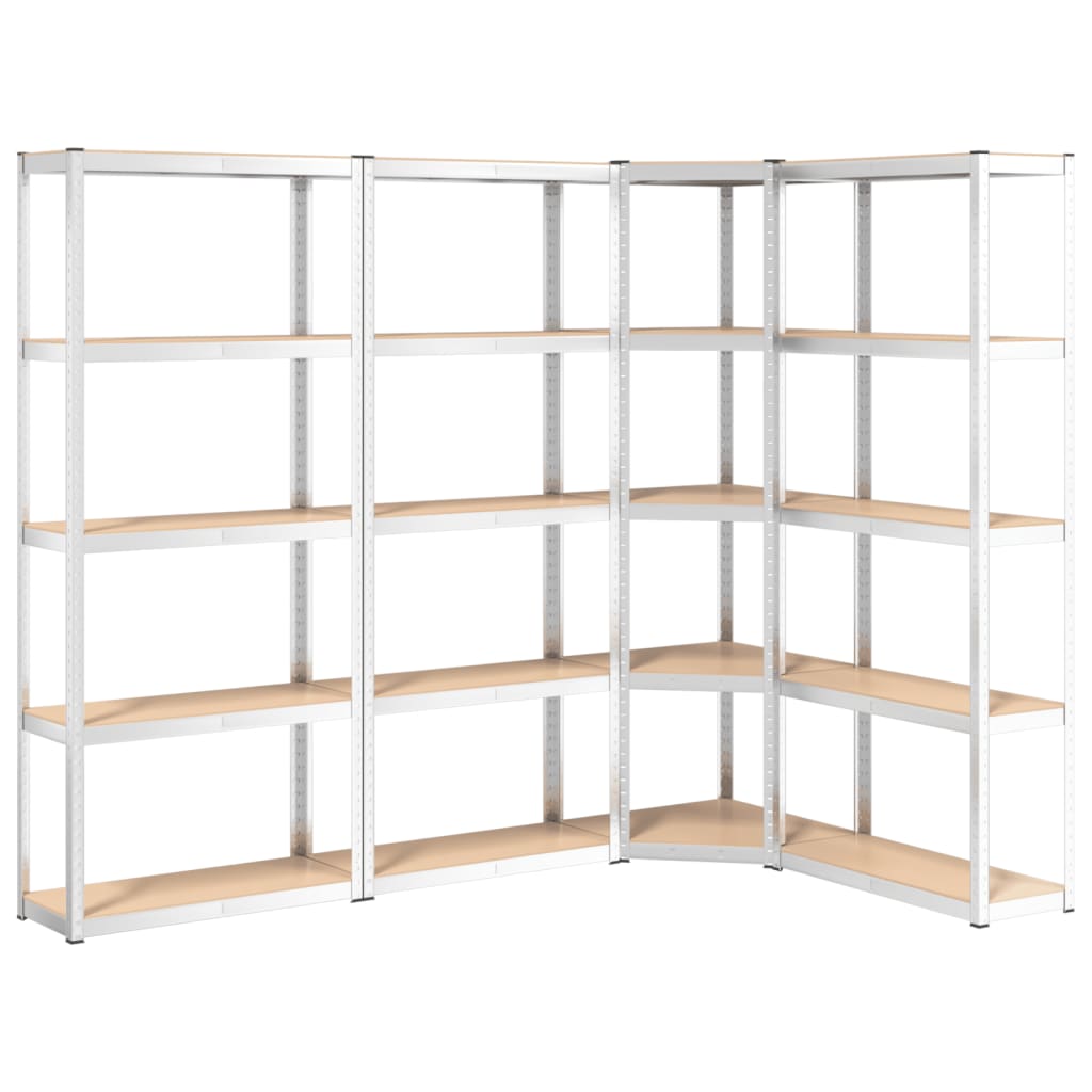 Racks de rangement Vidaxl 5 couches 4 st en acier et argent en bois transformé de couleur