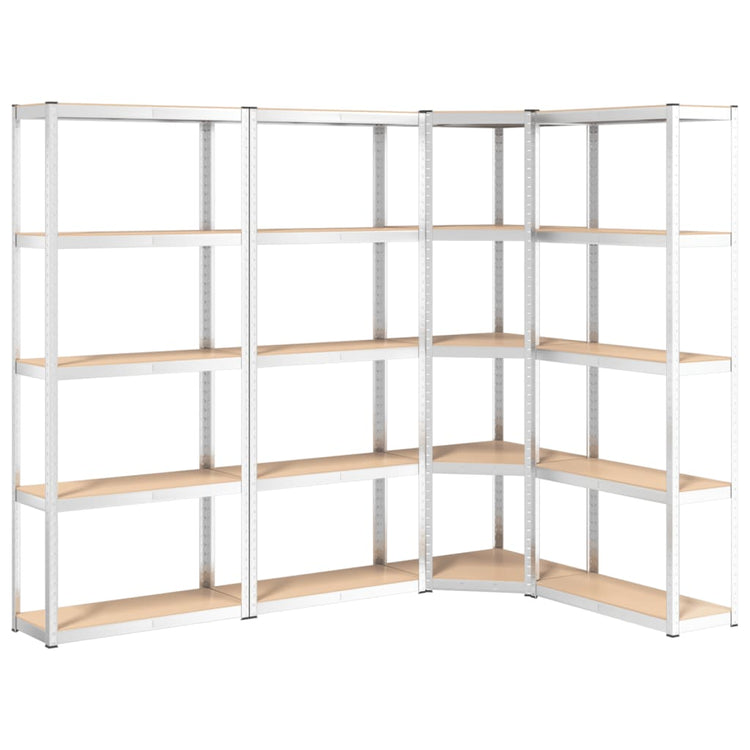 Racks de rangement Vidaxl 5 couches 4 st en acier et argent en bois transformé de couleur