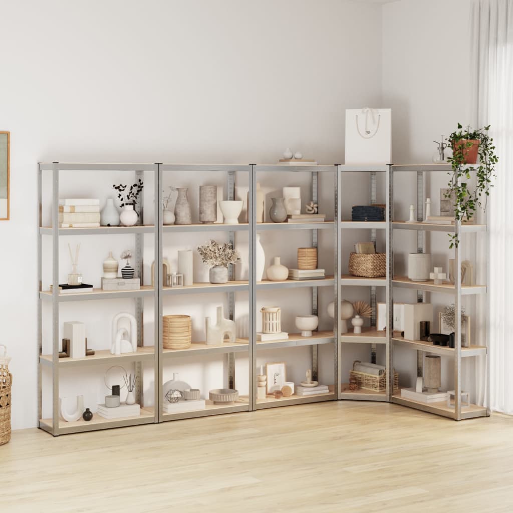 Racks de rangement Vidaxl 5 couches 5 ST en acier et en bois transformé de couleur