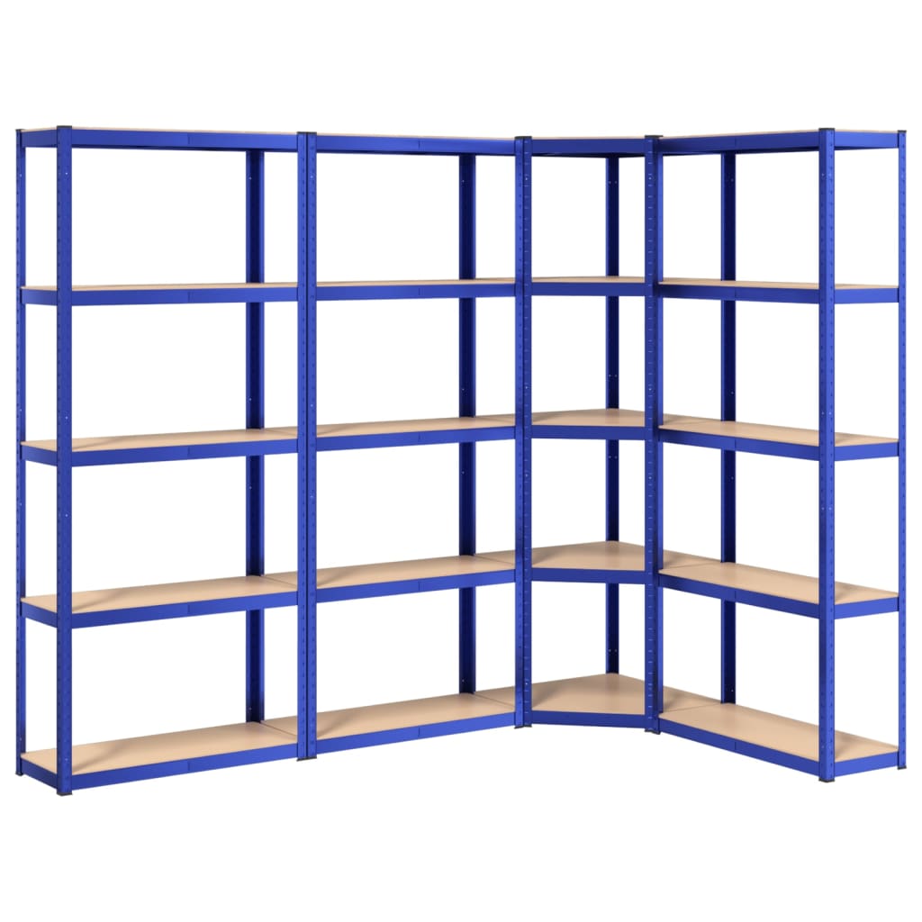 Vidaxl Rangement Rack 5 coureurs 4 ST en acier Bleu en bois