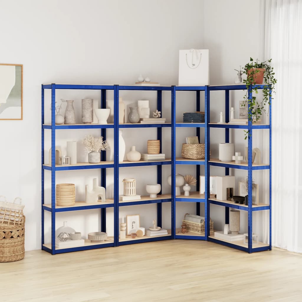 Vidaxl Rangement Rack 5 coureurs 4 ST en acier Bleu en bois